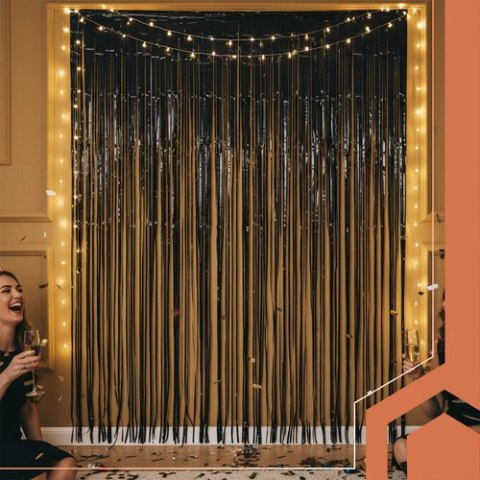 Kurtyna dekoracyjna 2x1m czarna Ruhhy 26172