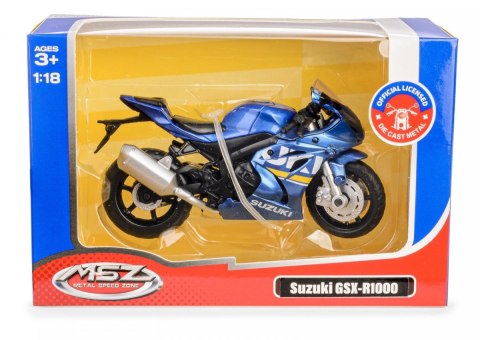 Motocykl msz 1:18 suzuki gsx-r1000 niebieski Motocykl msz 1:18 suzuki gsx-r1000 niebieski