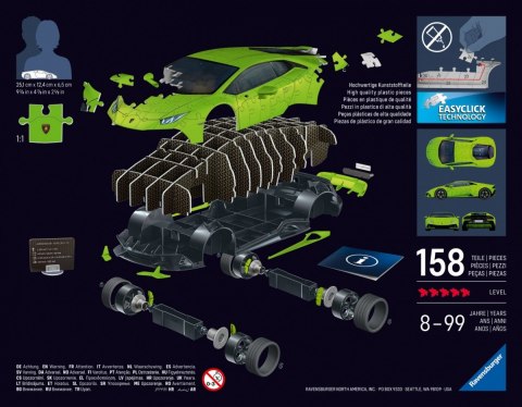 Puzzle 3d 158 elementów samochód lamborghini huracan evo verde Puzzle 3d 158 elementów samochód lamborghini huracan evo verde