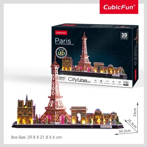 Puzzle 3d led city line paryż