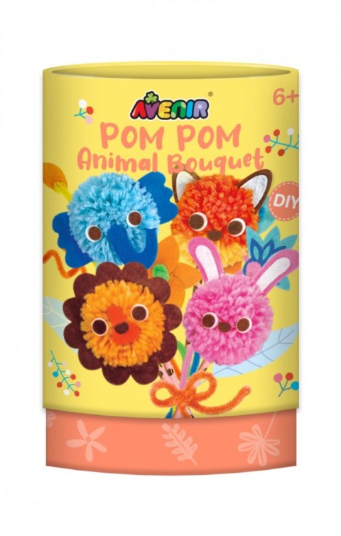 Zestaw kreatywny pom pom bukiet z pomponami - zwierzęta Zestaw kreatywny pom pom bukiet z pomponami - zwierzęta