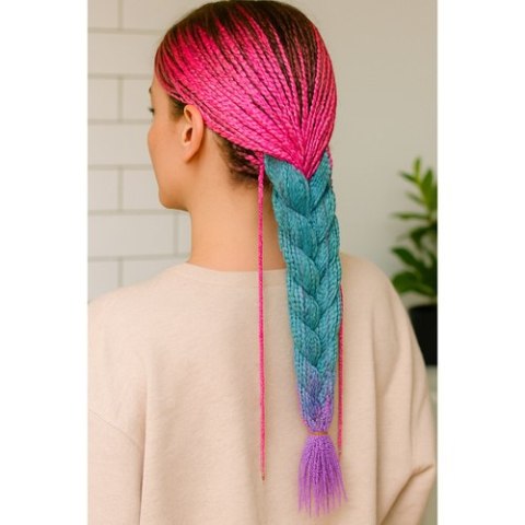 Włosy syntetyczne warkoczyki ombre róż/ni/f W10341