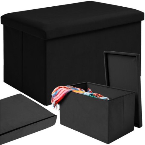 Pufa welurowa czarna 60x30x30 cm Ruhhy 25995