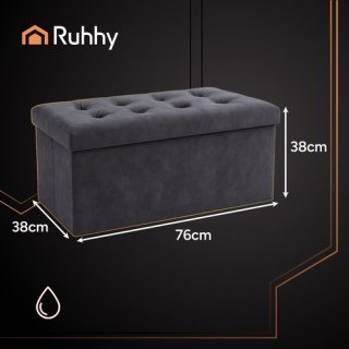 Pufa welurowa szara 76x38x38cm Ruhhy 26130
