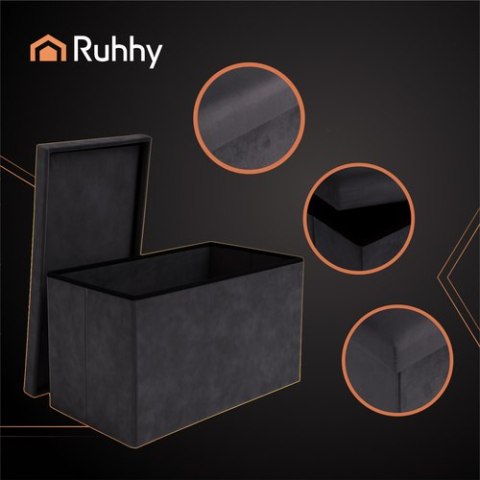 Pufa welurowa szara 76x38x38cm Ruhhy 26130