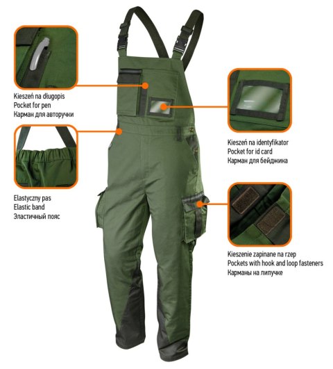 Ogrodniczki robocze CAMO olive, rozmiar XXL Ogrodniczki robocze CAMO olive, rozmiar XXL