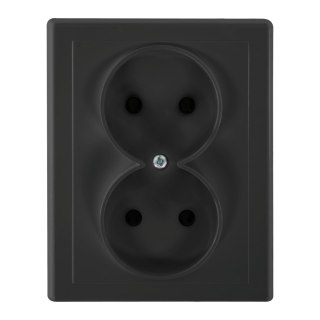 Gniazdo podwójne p/t 2x2P Malta, 16A, 250V, PT-5M, czarny mat