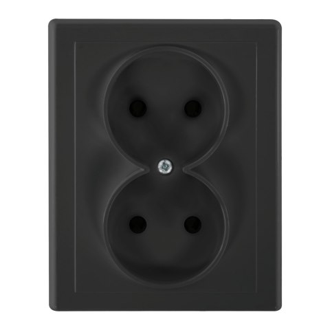 Gniazdo podwójne p/t 2x2P Malta, 16A, 250V, PT-5M, czarny mat