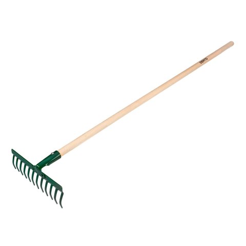 Grabie uniwersalne proste, 12 zębów, głowica nitowana, trzonek drewniany Grabie uniwersalne proste, 12 zębów, głowica nitowana, trzonek drewniany