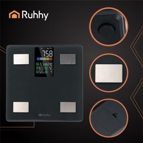 Waga łazienkowa LCD-analityczna czarna Ruhhy 20675