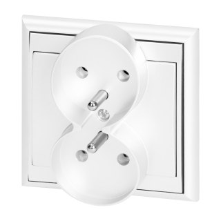 Gniazdo podwójne p/t 2x2P+Z Luna, 16A, 250V, PT-6LR, biały