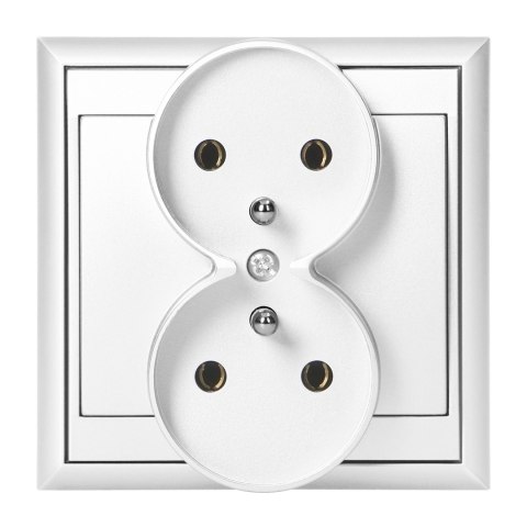 Gniazdo podwójne p/t 2x2P+Z Luna, 16A, 250V, PT-6LR, biały