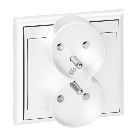 Gniazdo podwójne p/t 2x2P+Z Luna, 16A, 250V, PT-6LR, biały