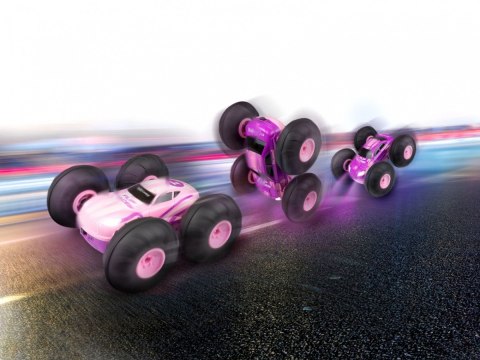 Pojazd zdalnie sterowany rc stunt car flip racer - różowy