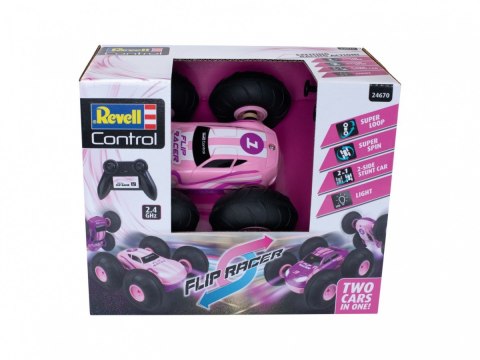 Pojazd zdalnie sterowany rc stunt car flip racer - różowy
