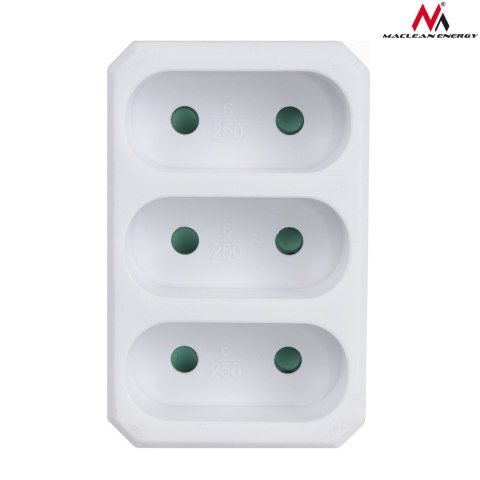 Gniazdko prądowe Maclean, Potrójne płaskie, Wtyk uniwersalny, 16A, max. 3680W, MCE212 Gniazdko prądowe Maclean, Potrójne płaskie, Wtyk uniwersalny, 16A, max. 3680W, MCE212