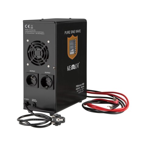 Zasilacz awaryjny naścienny KEMOT PROsinus-1000 przetwornica z czystym przebiegiem sinusoidalnym i funkcją ładowania 12V 230V 