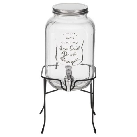 AD 6741 Słój do napojów z kranikiem 4l ze stojakiem | szklany dyspenser z zapasowym kranikiem