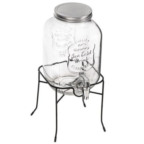 AD 6741 Słój do napojów z kranikiem 4l ze stojakiem | szklany dyspenser z zapasowym kranikiem