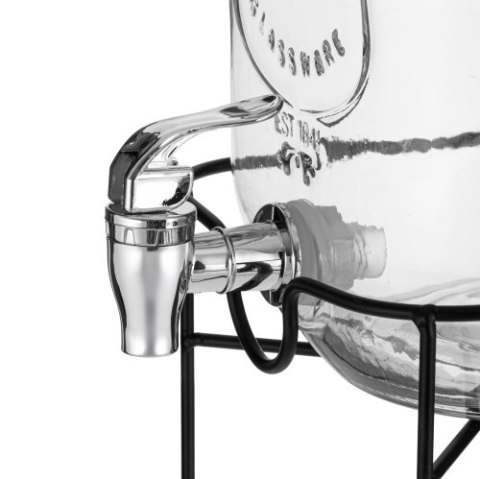 AD 6741 Słój do napojów z kranikiem 4l ze stojakiem | szklany dyspenser z zapasowym kranikiem