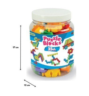 Klocki puzzle w słoiku 35 elementów