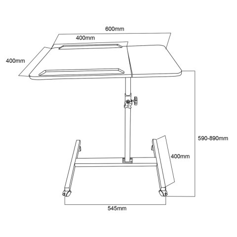 Mobilne biurko/stand na laptop Maclean, czarne, regulacja wysokośc 59-89cm, max. 30kg , MC-121 B