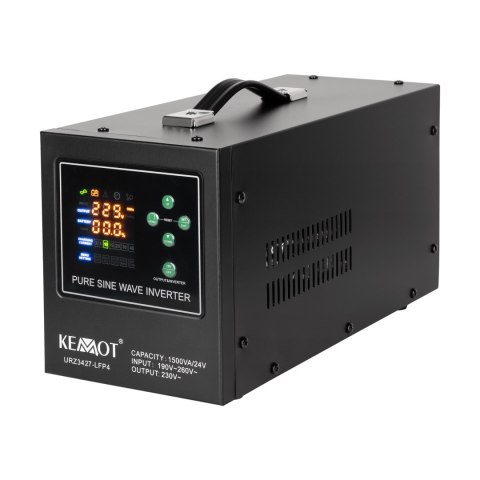 Zasilacz awaryjny KEMOT PROsinus-1500/24-LFP4 przetwornica z czystym przebiegiem sinusoidalnym i funkcją ładowania 24V 230V 15 Zasilacz awaryjny KEMOT PROsinus-1500/24-LFP4 przetwornica z czystym przebiegiem sinusoidalnym i funkcją ładowania 24V 230V 15