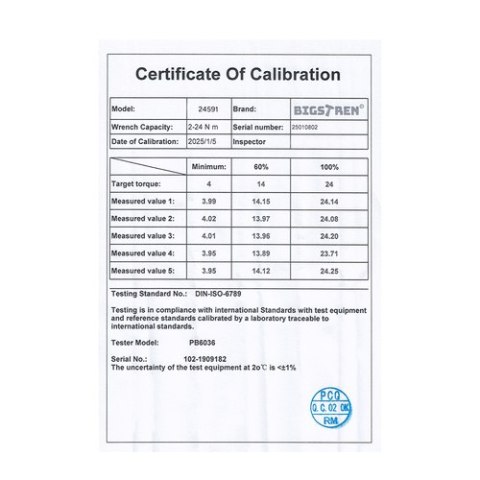 Klucz dynamometryczny 1/4 2-24Nm Bigstren 24591