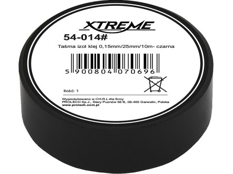54-014# Taśma izolacyjna klejąca 0,15mm/25mm/10m - czarna