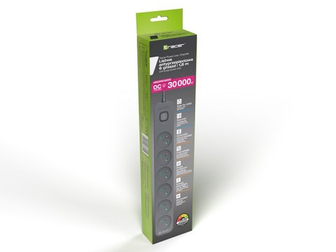 Listwa zasilająca antyprzepięciowa TRACER Power Line+ 1,8 m Graphite (6 gniazd) Listwa zasilająca antyprzepięciowa TRACER Power Line+ 1,8 m Graphite (6 gniazd)