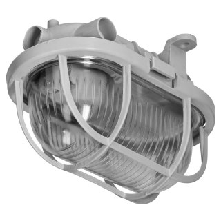OVAL 7040T/P, oprawa oświetleniowa, 40W, E27, IP44, IK10, klosz poliwęglan przeźroczysty, podstawa polipropylen, siatka plastiko