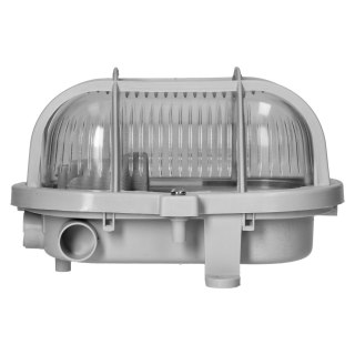 OVAL 7040T/P, oprawa oświetleniowa, 40W, E27, IP44, IK10, klosz poliwęglan przeźroczysty, podstawa polipropylen, siatka plastiko