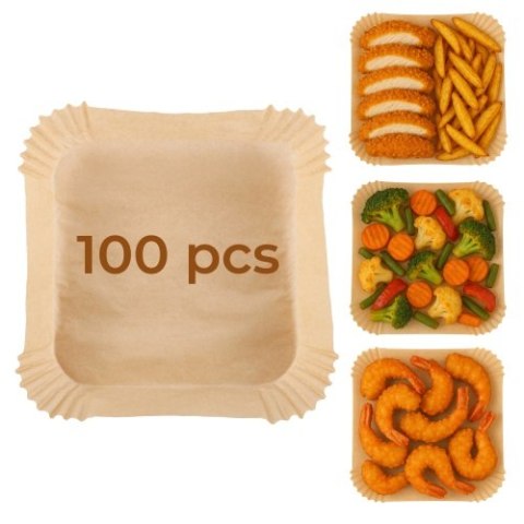 AD 6733 Papierowe wkłady do frytkownicy powietrznej | 100 szt. | 23 cm | do 240°c | biodegradowalne