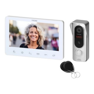 ANGU, zestaw wideodomofonowy jednorodzinny, 4-żyłowy, 7", przyciski dotykowe, RFID, biały