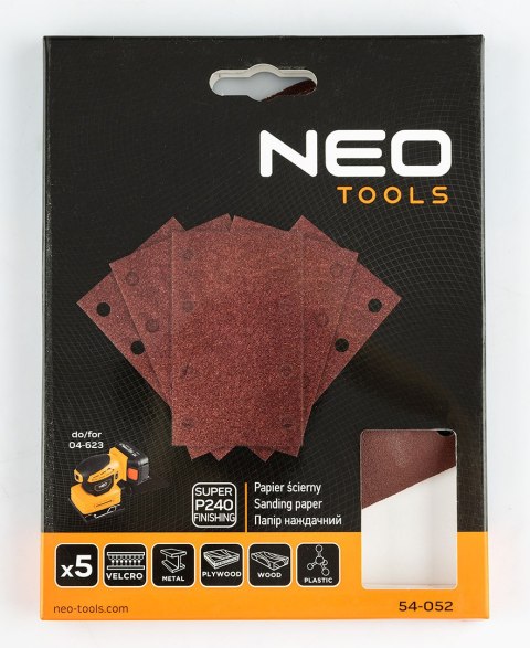 Papier ścierny prostokątny 8 otworów 130 x 80 mm P240 do 04-623, 5 szt. Papier ścierny prostokątny 8 otworów 130 x 80 mm P240 do 04-623, 5 szt.