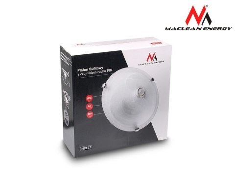 Plafon z czujnikiem ruchu Maclean, sufitowy, z czujnikiem PIR, max. 2x40W, E27, MCE22