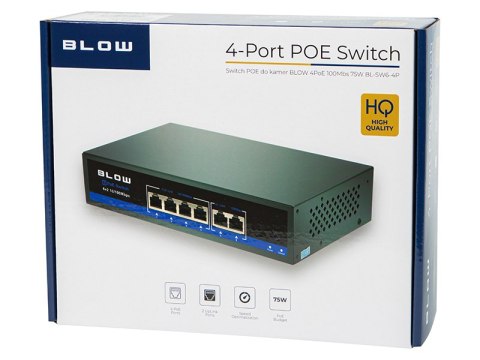 77-935# Switch poe do kamer blow 4poe 100mbs 75w bl-sw6-4p