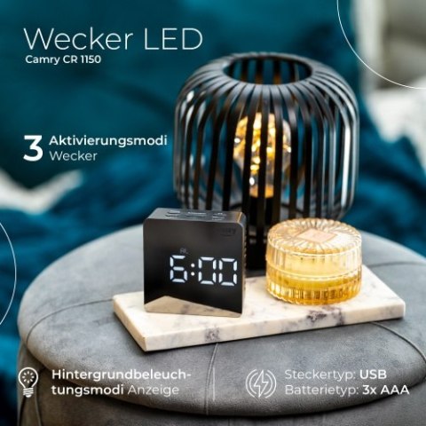 CR 1150 black Budzik led CR 1150 black Budzik led