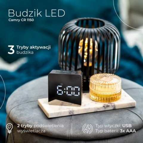 CR 1150 black Budzik led CR 1150 black Budzik led