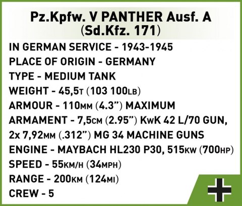 Klocki pz.kpfw.v panther ausf.a 1152 klocki