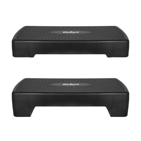 Step do aerobiku i ćwiczeń fitness, 2 stopnie, 68cm, czarny, REBEL ACTIVE