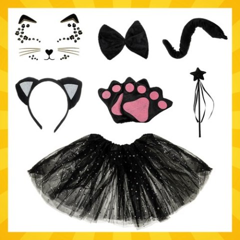 Strój kotka 7el.- czarny Kruzzel 26745