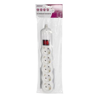 Rozgałęźnik z wyłącznikiem 5x2P+Z Schuko, biały