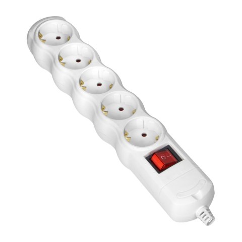 Rozgałęźnik z wyłącznikiem 5x2P+Z Schuko, biały