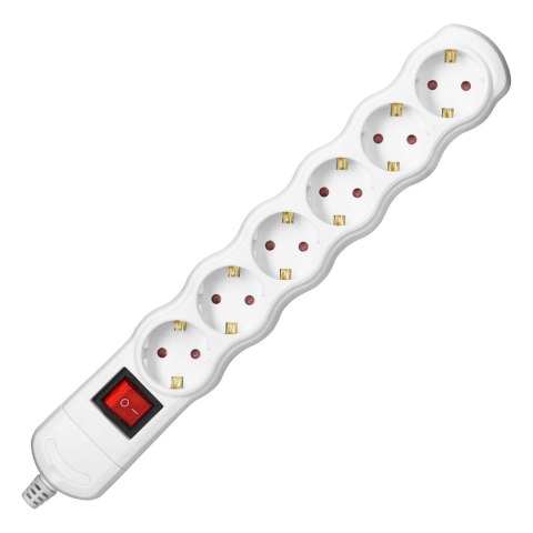 Rozgałęźnik z wyłącznikiem 6x2P+Z Schuko, biały