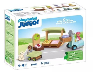 Zestaw z figurkami junior 71691 ekologiczny stragan z wózkiem widłowym