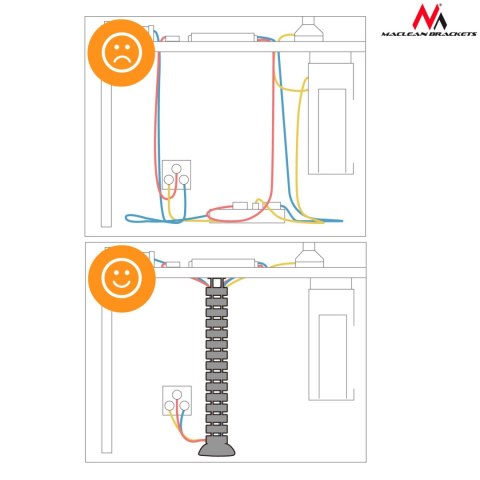 Organizator kabli/maskownica do biurka Maclean, 75cm, srebrna, MC-768 S