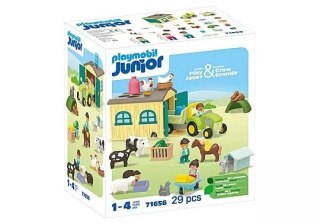 Zestaw z figurkami junior 71656 przygoda na gospodarstwie z traktorem, przyczepą i zwierzętami