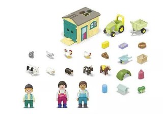 Zestaw z figurkami junior 71656 przygoda na gospodarstwie z traktorem, przyczepą i zwierzętami