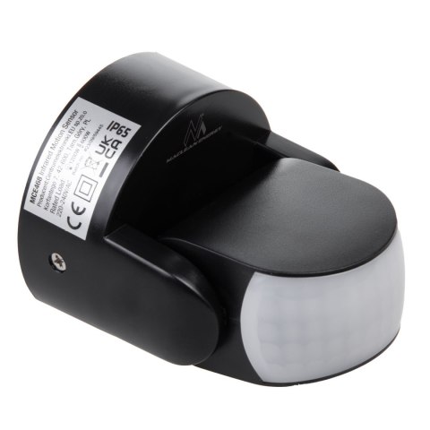 Czujnik ruchu PIR Maclean, na podczerwień, IP65, czarny, zasięg 12m, max. obiążenie 800/1200W, MCE468 B,